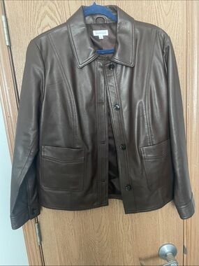 Westbound Brown Leather Button-Up Jacket